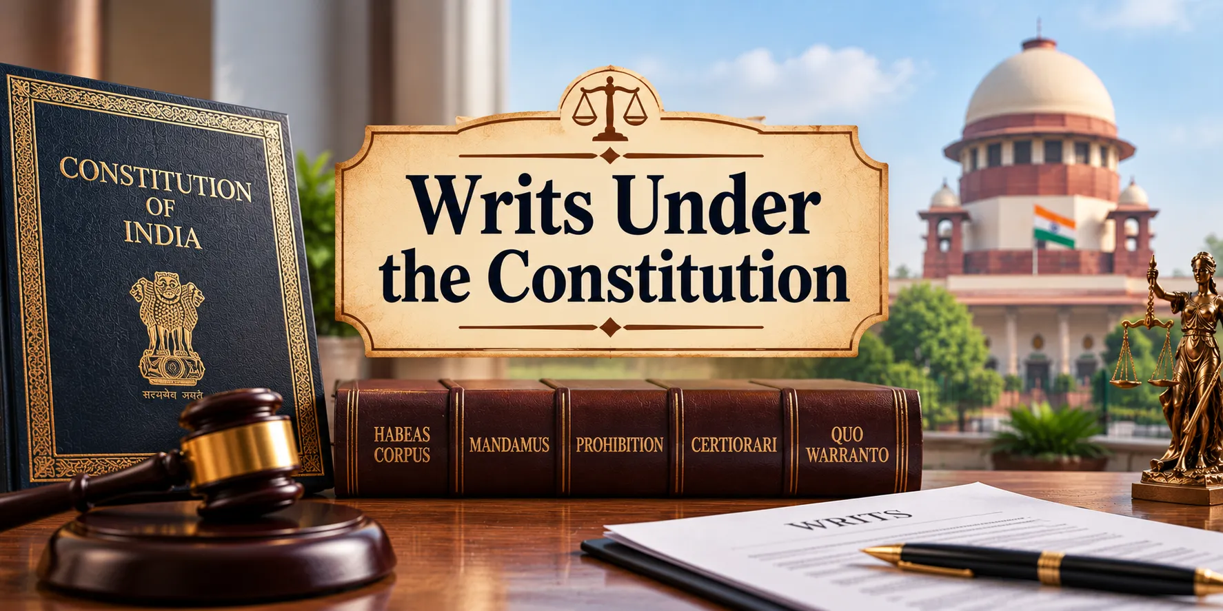Writs Under the Indian Constitution: Writ Meaning, the 5 Types of Writs, Articles 32 and 226, and How to File a Writ Petition (2026 Guide)